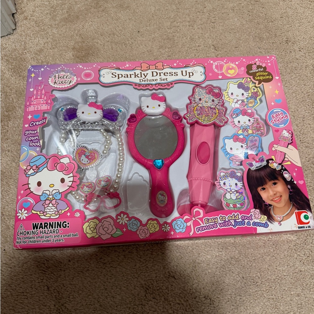 Hello Kitty Pink Sparkle Dress Up Set with Mirror and Accessories